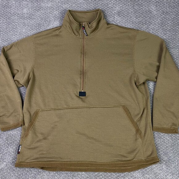 Peckham Polartec Fleece Pullover Mens XL Coyote Brown 1/4 Zip 1/2 Zip USMC - Picture 1 of 11